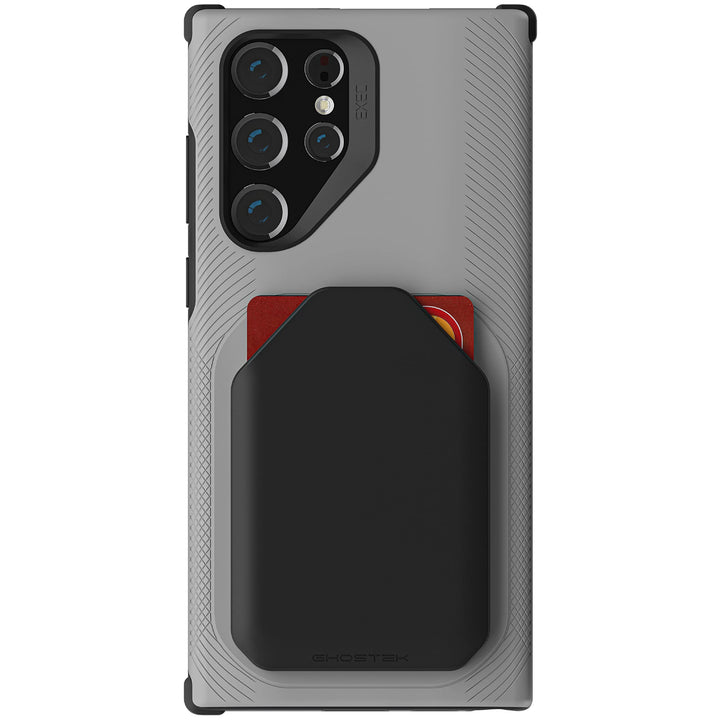 EXEC Samsung S22 Ultra 5G Case - Wallet Card Holder, Magnetic Car Vent Mount & Wireless Charging Compatible (Gray)