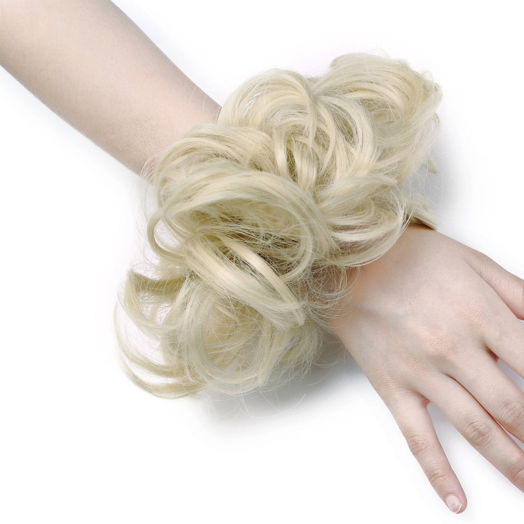 Dodoing Curly Messy Hair Bun Extension Ponytail Hairpiece Hair Extensions, Bleach Blonde,One Size