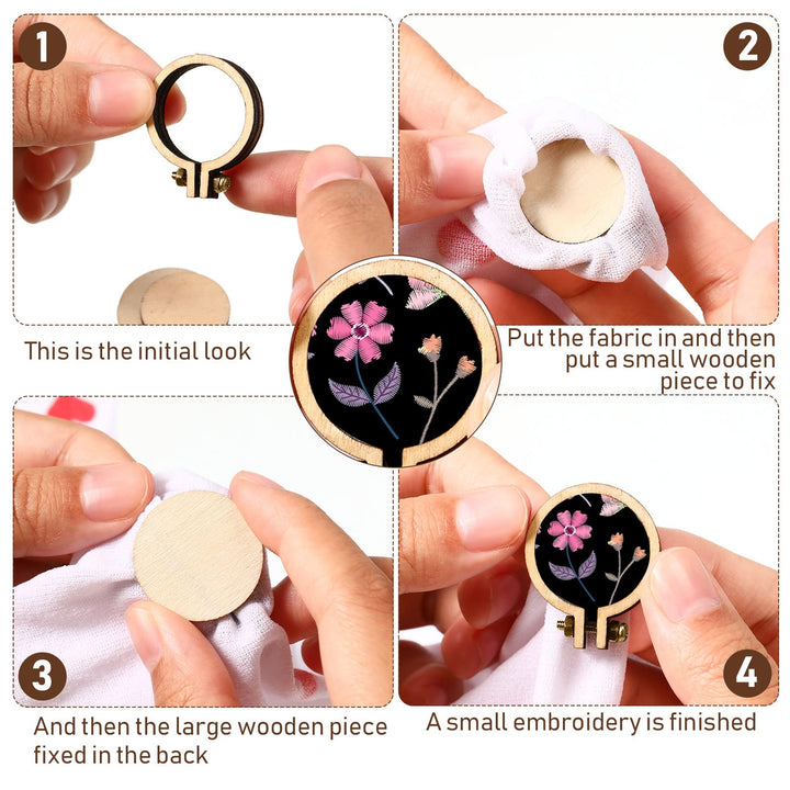 Mini Embroidery Hoops Mini Wooden Hoop Ring Bulk Wood Round Crossing Stitch Hoop Small Frame Circle for Christmas Ornaments DIY Handy Sewing Craft(40 Pieces,1.2 x 1 Inch)