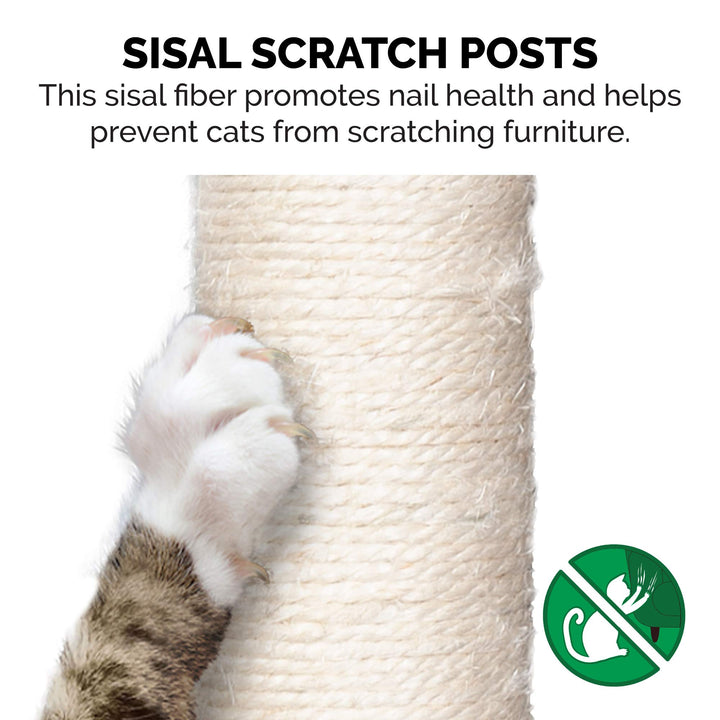 69.3 Tall Cat Tree for Indoor Cats, Ft. Sisal Scratching Posts, 2x Cat Condos, & Toys - Tiger Tough Double Decker Interactive Playground Tower - Silver Gray, One Size
