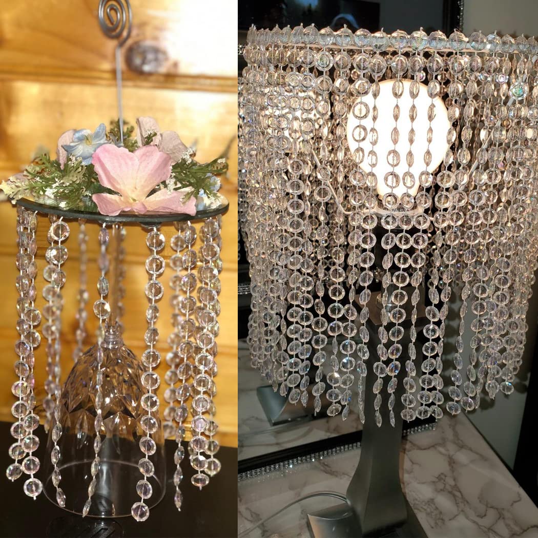Nonmol 99Ft Crystal Beads Garland Strands 10mm Iridescent Acrylic Diamond Decorations for Party