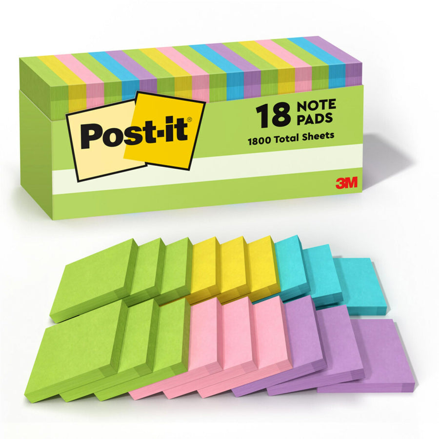 Notes - 3 inch x 3 inch, Pack of 18, Multi Color