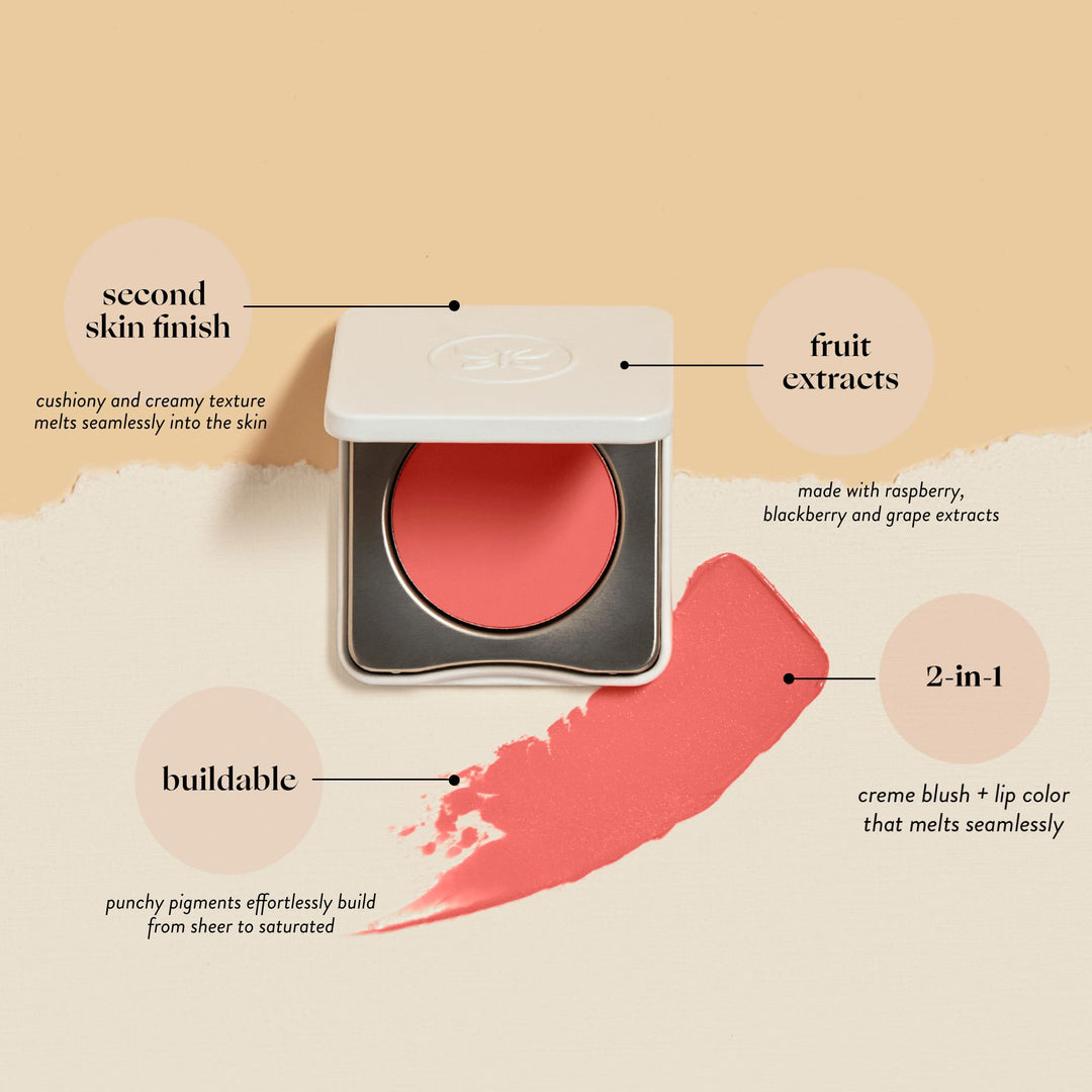 2-in-1 Creme Cheek Blush + Lip Color | EWG Verified, Vegan + Cruelty Free | Peony Pink, .1 oz