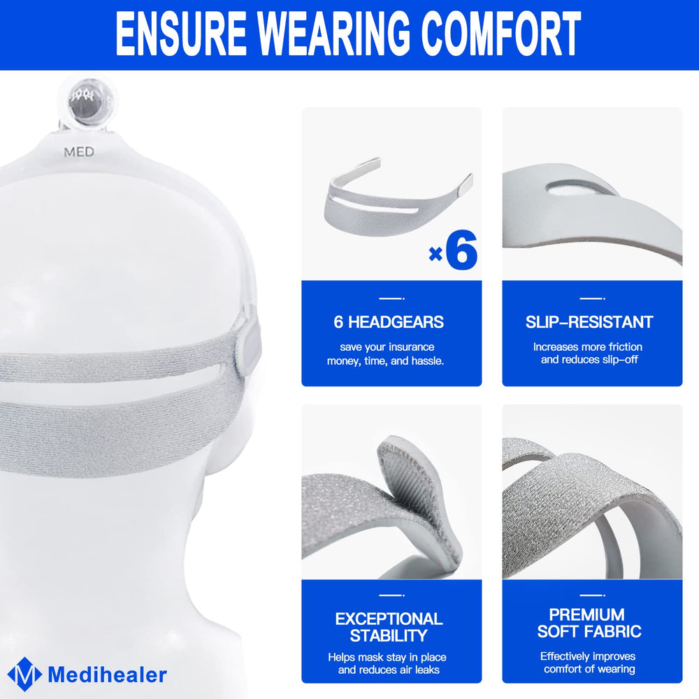 6 Packs Headgears for DreamWear(Original Version) - 6 Packs Headgear Straps to Well Reduce Strap Slip-Off and Great Comfort & Softness, Great Value Kit Long Term Supplies .