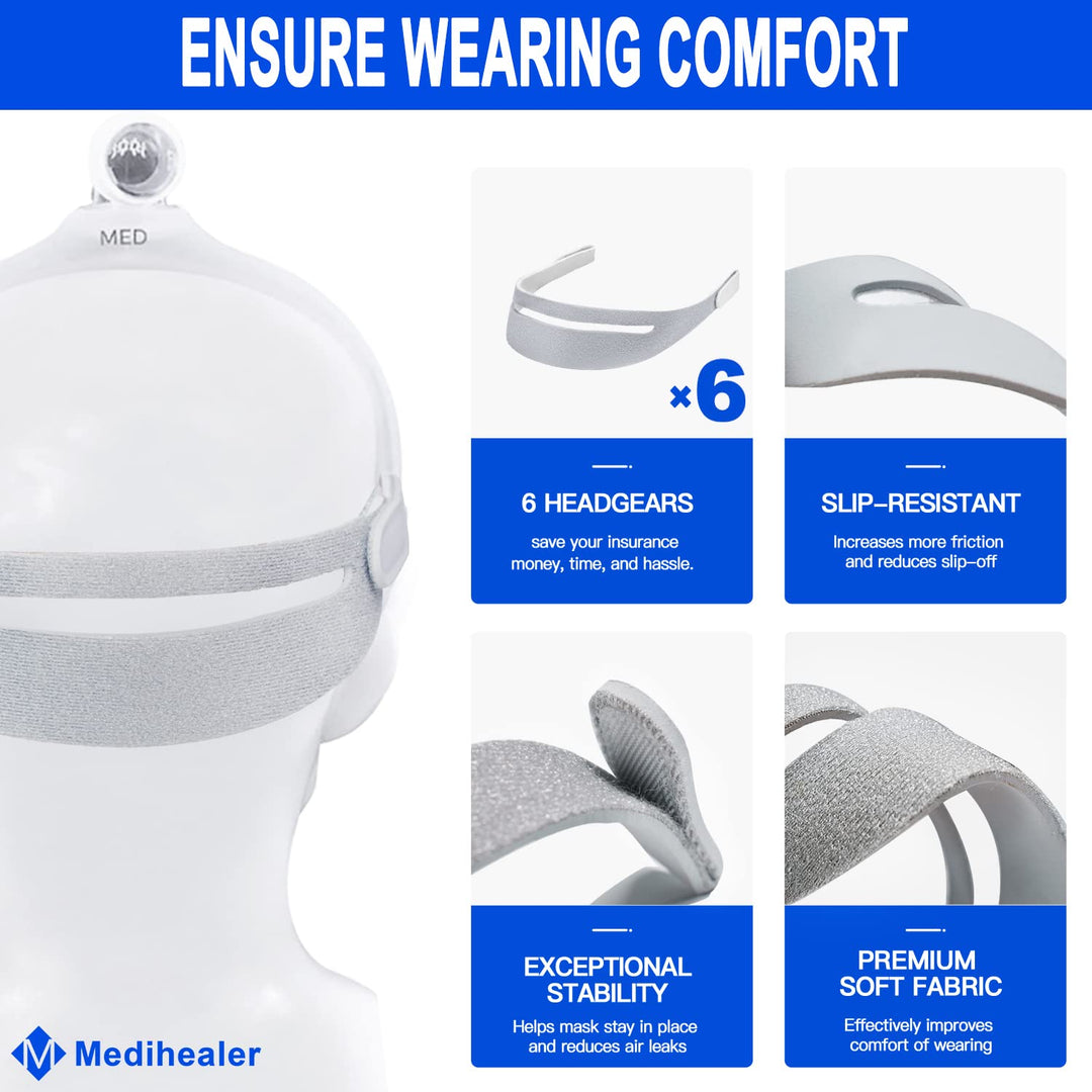 6 Packs Headgears for DreamWear(Original Version) - 6 Packs Headgear Straps to Well Reduce Strap Slip-Off and Great Comfort & Softness, Great Value Kit Long Term Supplies .