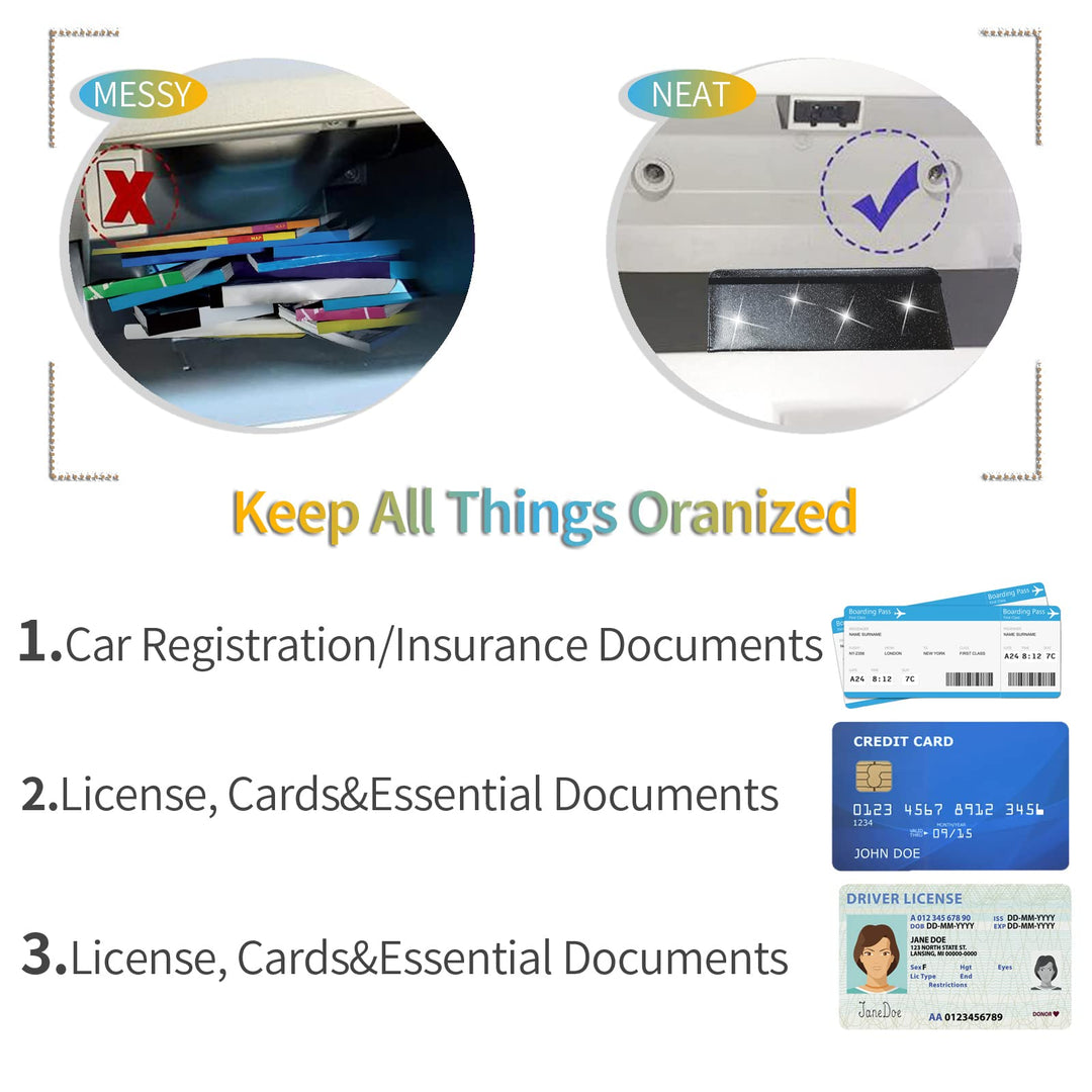 Bling Car Registration and Insurance Holder, PU Leather Vehicle Glove Box Organizer Wallet Case Organizer for Insurance Card, Driver License, Essential Document, Paperwork