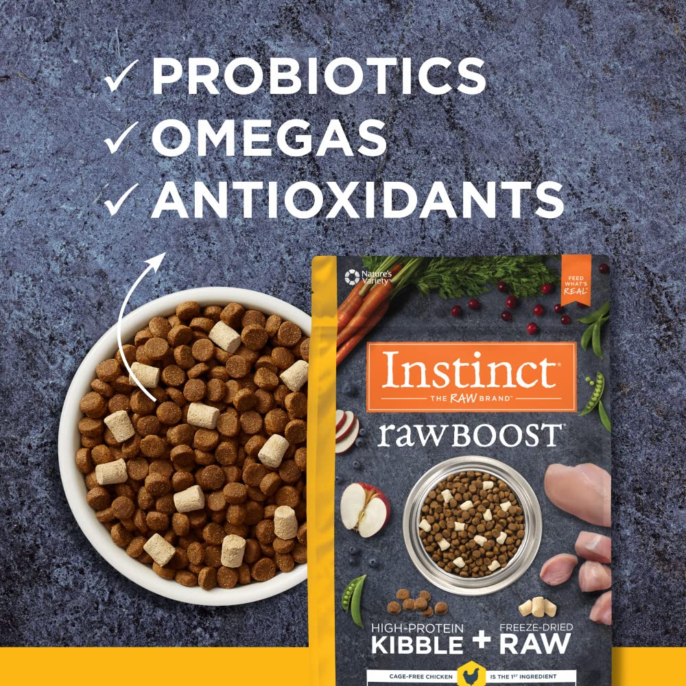 Raw Boost, Natural Dry Dog Food with Freeze Dried Pieces, High Protein, Grain Free Recipe - Real Chicken, 4 lb. Bag