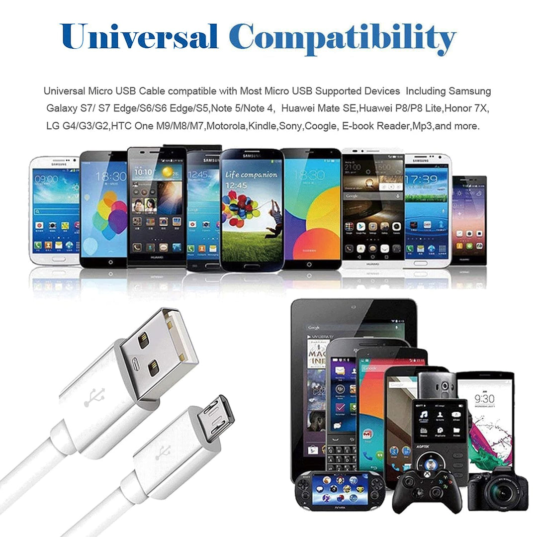 USB A to USB Micro Charging Cable, 4 in 1 Multi Charger Cable Micro USB Splitter Cable 4 Ports Micro USB 2.0 Male-Male Charging Cord Adapter Connectors for Cell Phones and More (White 0.5M)