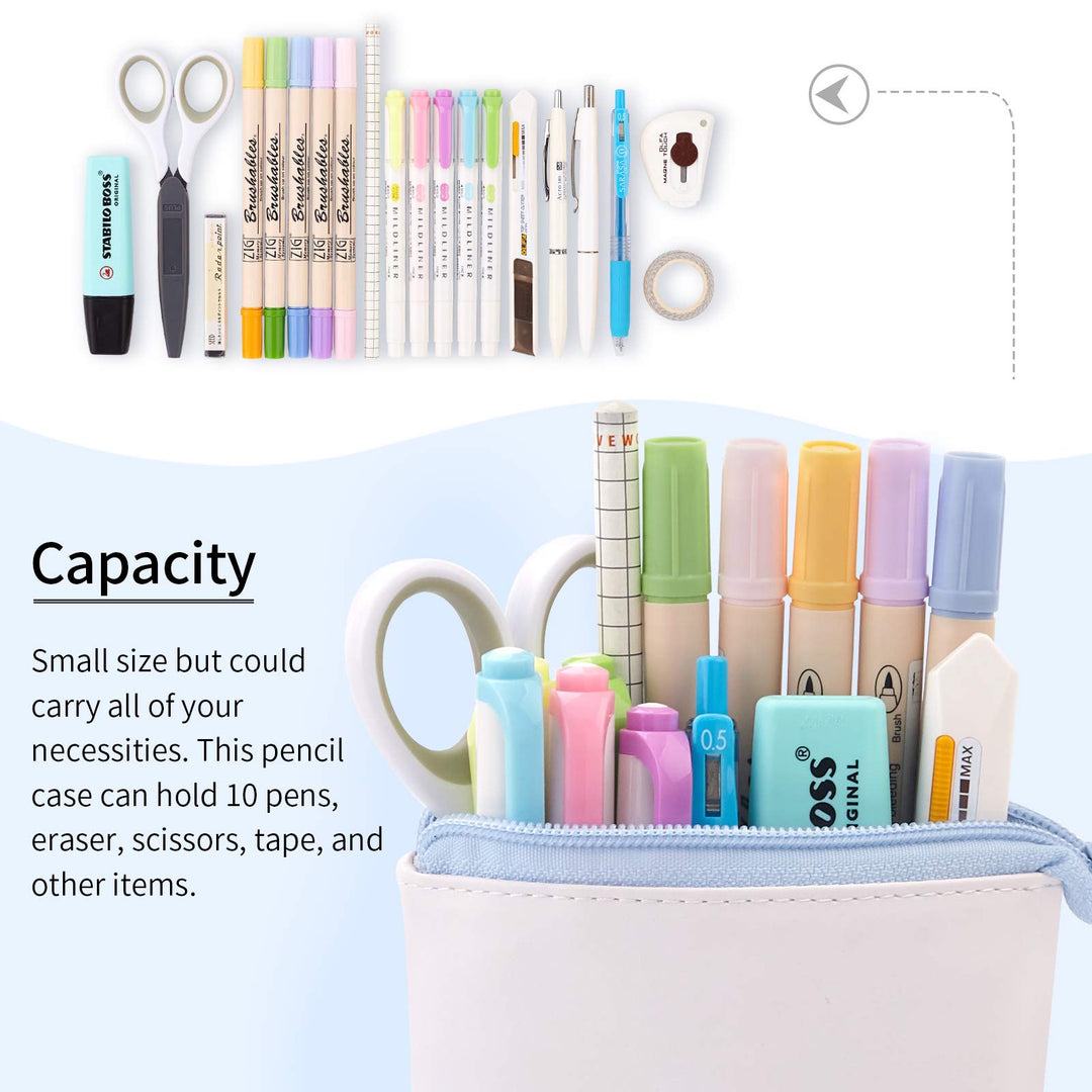 Pencil Case Standing Stationery Bag telescopic Pen Pouch Holder School College office Organizer for Girls Women Adults