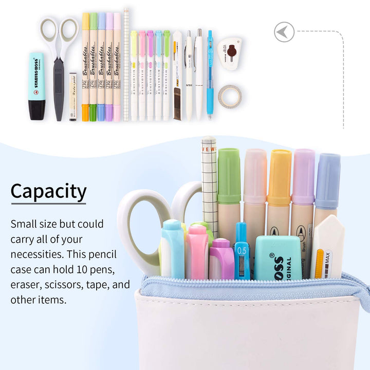 Pencil Case Standing Stationery Bag telescopic Pen Pouch Holder School College office Organizer for Girls Women Adults