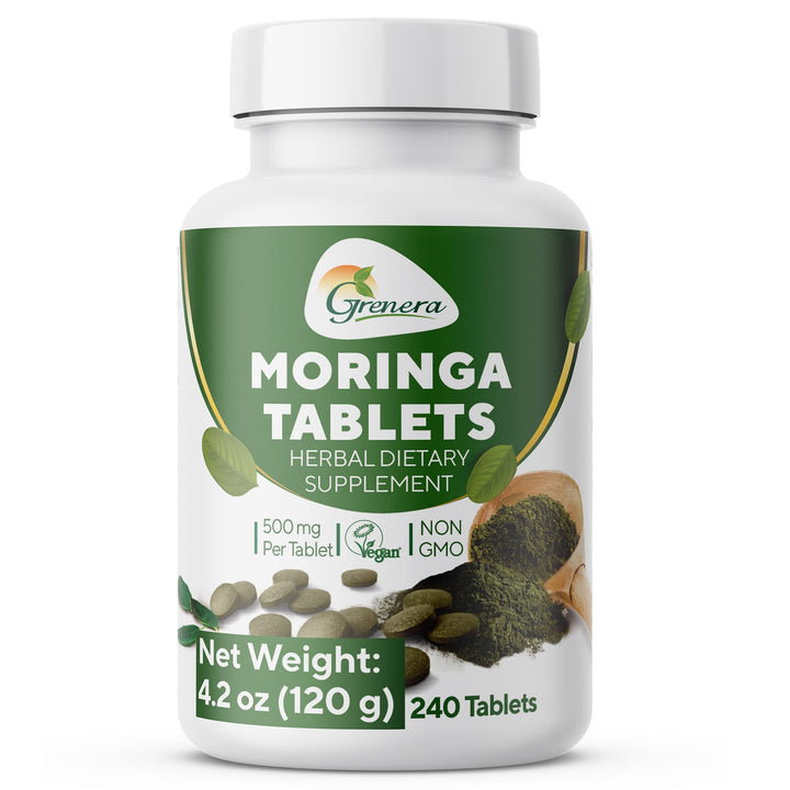 Moringa Tablets 240 nos, Uncoated Malunggay Herbal Supplement, No Chemical Coating, Green Superfood, Lab Tested for Purity