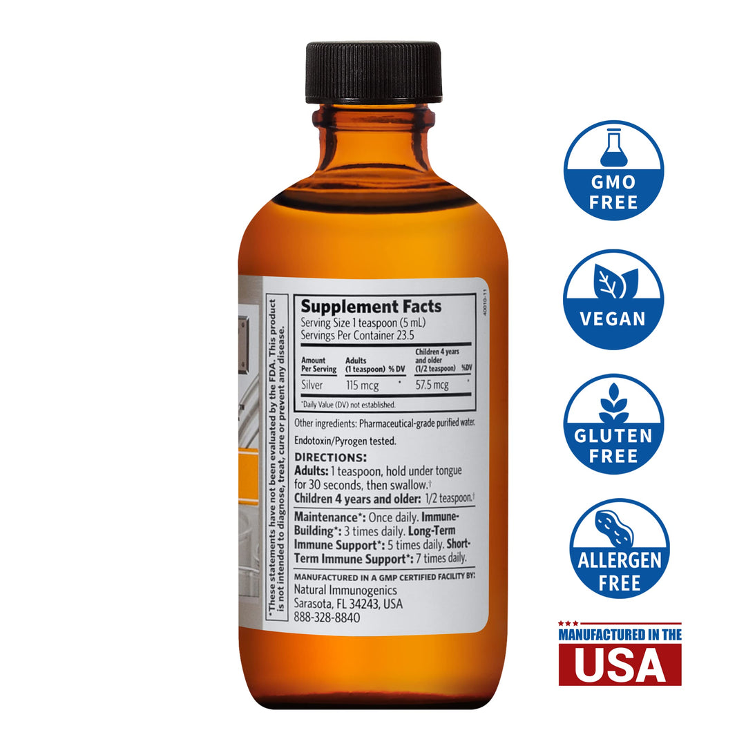 Professional Bio-Active Silver Hydrosol for Immune Support – Colloidal Silver, 23ppm, 4oz (118mL) – Twist-Top
