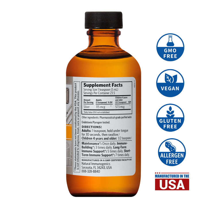 Professional Bio-Active Silver Hydrosol for Immune Support – Colloidal Silver, 23ppm, 4oz (118mL) – Twist-Top