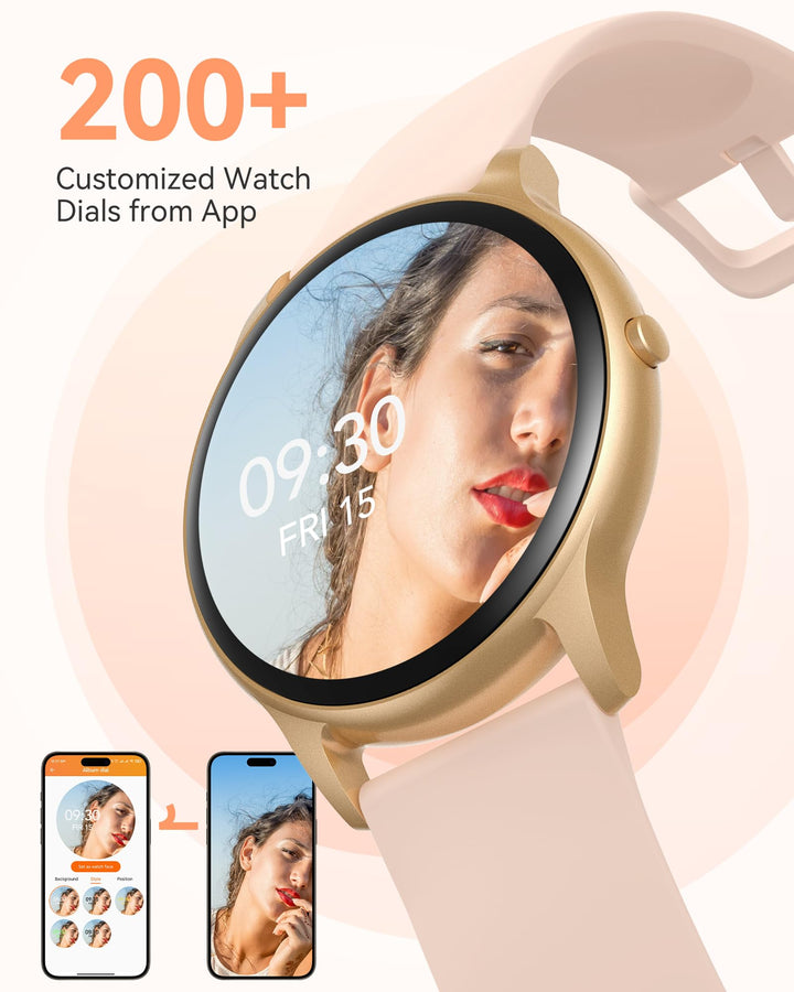 Smart Watch for Women, 5ATM Waterproof Smartwatch for Android and iOS Phones, Fitness Tracker Watch with 100+ Sports Modes, Heart Rate Monitor Pedometer Sleep Monitor, Pink