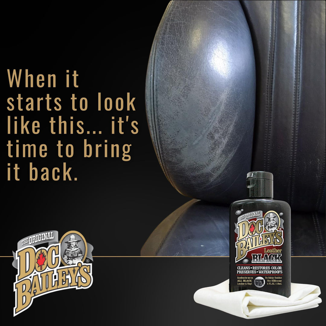 Black Leather Detail Kit- Complete One-Step Formula to Clean, Condition, and Redye, and Protect Dozens of Items- Ideal for Motorcycle Bike and Car Seats, Jackets, Boots, Vinyl and More