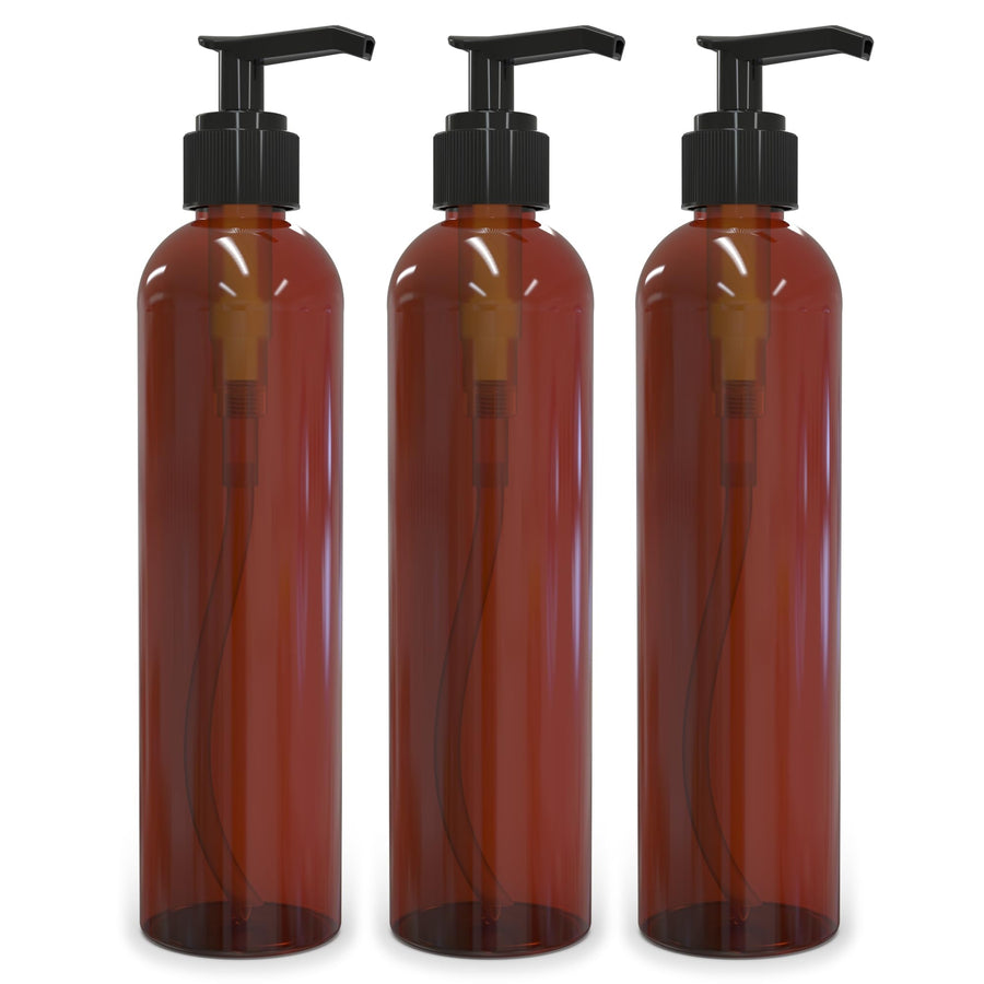 Empty Lotion Pump Bottles, Bpa-Free Refillable Plastic 8 Oz Amber Pet Containers, Great for - Soap, Shampoo, Lotions, Liquid Body Soap, Creams and Massage Oil'S, 3 Pack