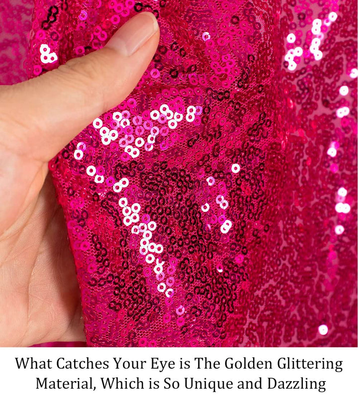 Sequin Fabric by The Yard Glitter Fabric 1 Yard Little Mermaid Fabric Mesh Fabric Sequence Fabric Linen Material Fabric for Sewing Sparkle Cloth Fabric (1 Yard, Hot Pink)