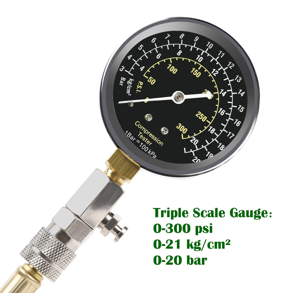 8pcs Petrol Engine Cylinder Compression Tester Kit Automotive Tool Gauge