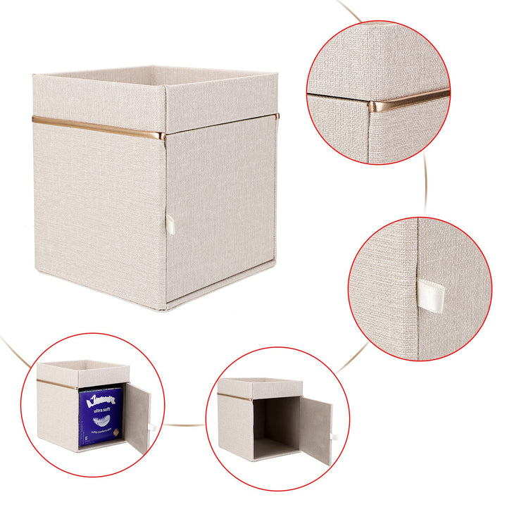 Leather Square Tissue Box Cover - Decorative Cube Tissue Box Holder with Tray, Stylish Facial Tissue Holder for Bathroom Vanity Dresser Table Home Office Bar, Marble White