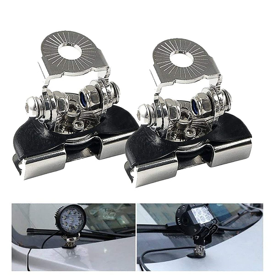 2PCS LED lamp Pole mounting Bracket clamp Easy to Operate Bracket Bracket Automobile Off-Road Excavator Sedan Off-Road Engine Cover Stainless Steel Material