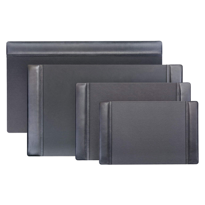 Black Leather Desk Pad with Side Rails, 25.5-Inch by 17.25-Inch
