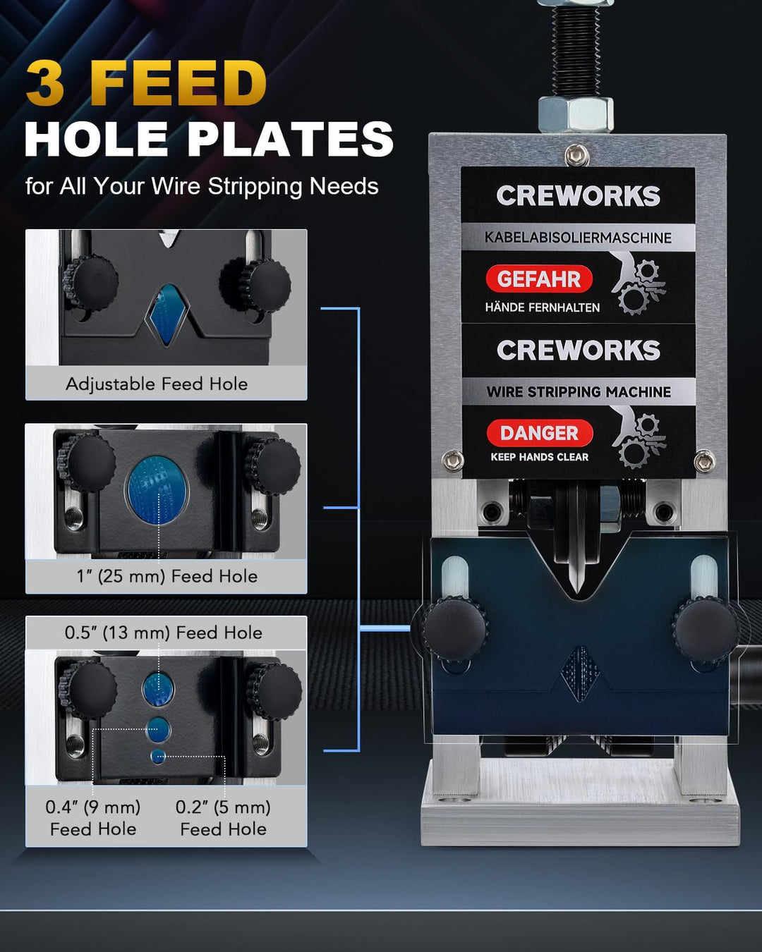 Manual Wire Stripper Machine, 0.06-1 Wire Stripping Machine, Wire Stripping Tool for 1.5-25 mm Scrap Wire, 5 Channel Cable Stripper for Power Drill, Copper Wire Stripper for Leftover Cable