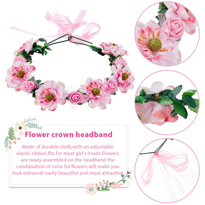 3 Pcs Big Sister Accessory Set Big Sister Flower Crown Satin Sash Pin Big Sister Gifts for Baby Shower Party(Pink)