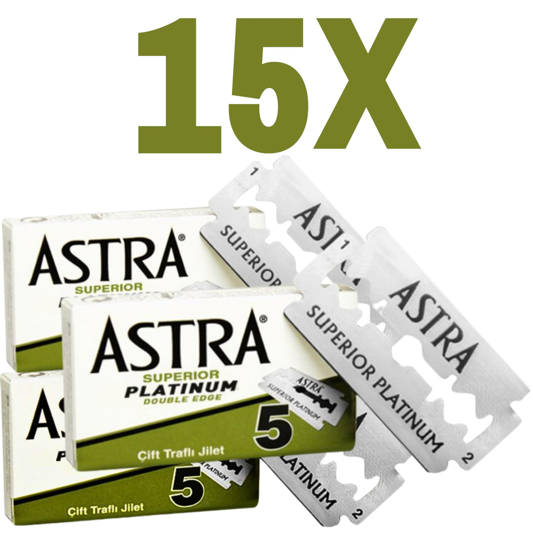 Astra Superior Premium Platinum Double Edge Safety Razor Blades 3 Pack of 5 Blades (3)