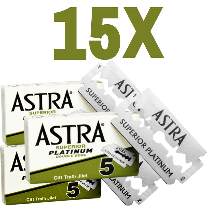 Astra Superior Premium Platinum Double Edge Safety Razor Blades 3 Pack of 5 Blades (3)
