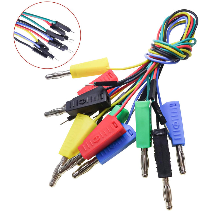 Stackable Banana Plug to Breadboard Male Jumper Wires Soft Flexible Silicone Test Leads for Electrical Testing