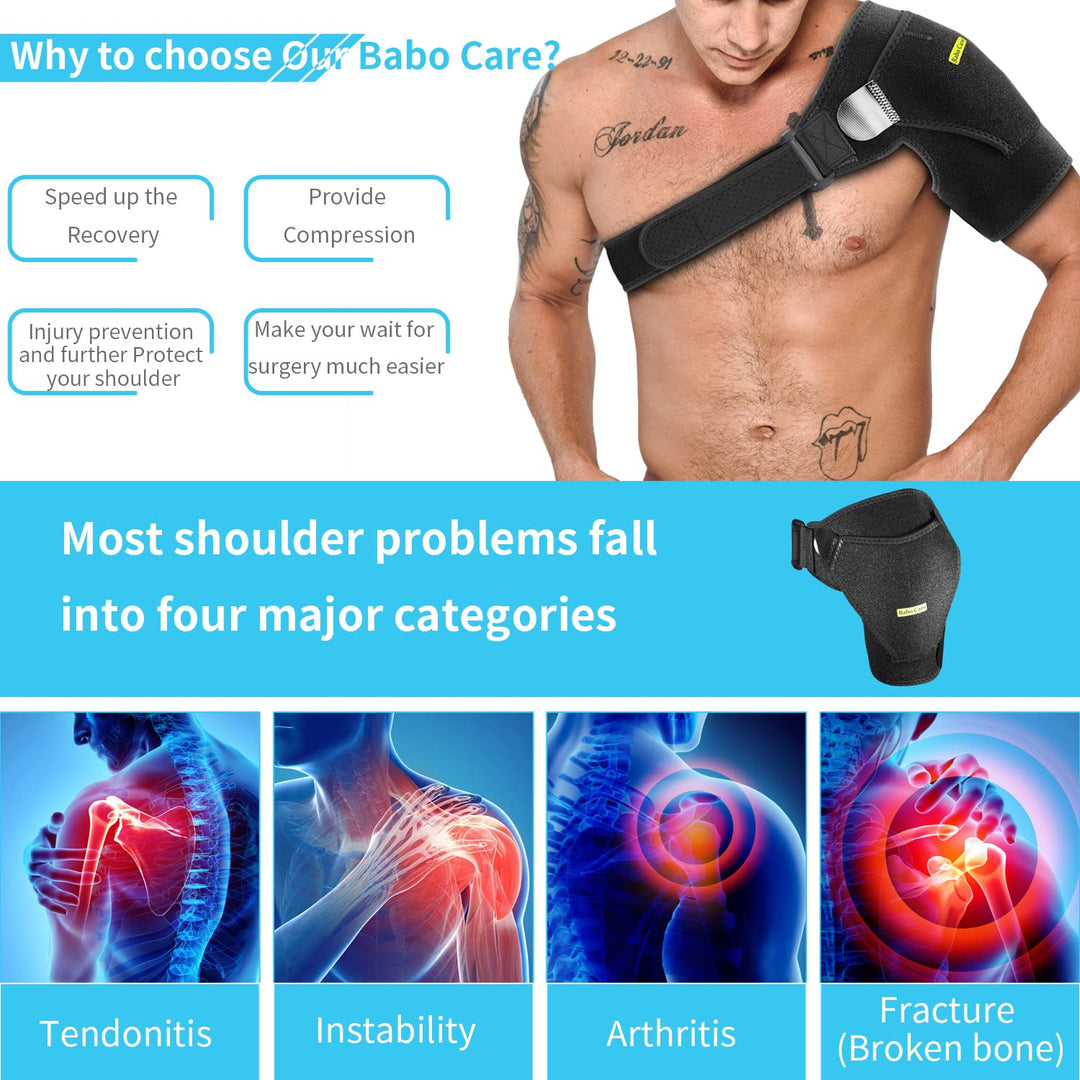 Shoulder Stability Brace with Pressure Pad - Light and Breathable Neoprene Shoulder Support for Rotator Cuff Dislocated AC Joint Labrum Tear Shoulder Pain Shoulder Compression Sleeve
