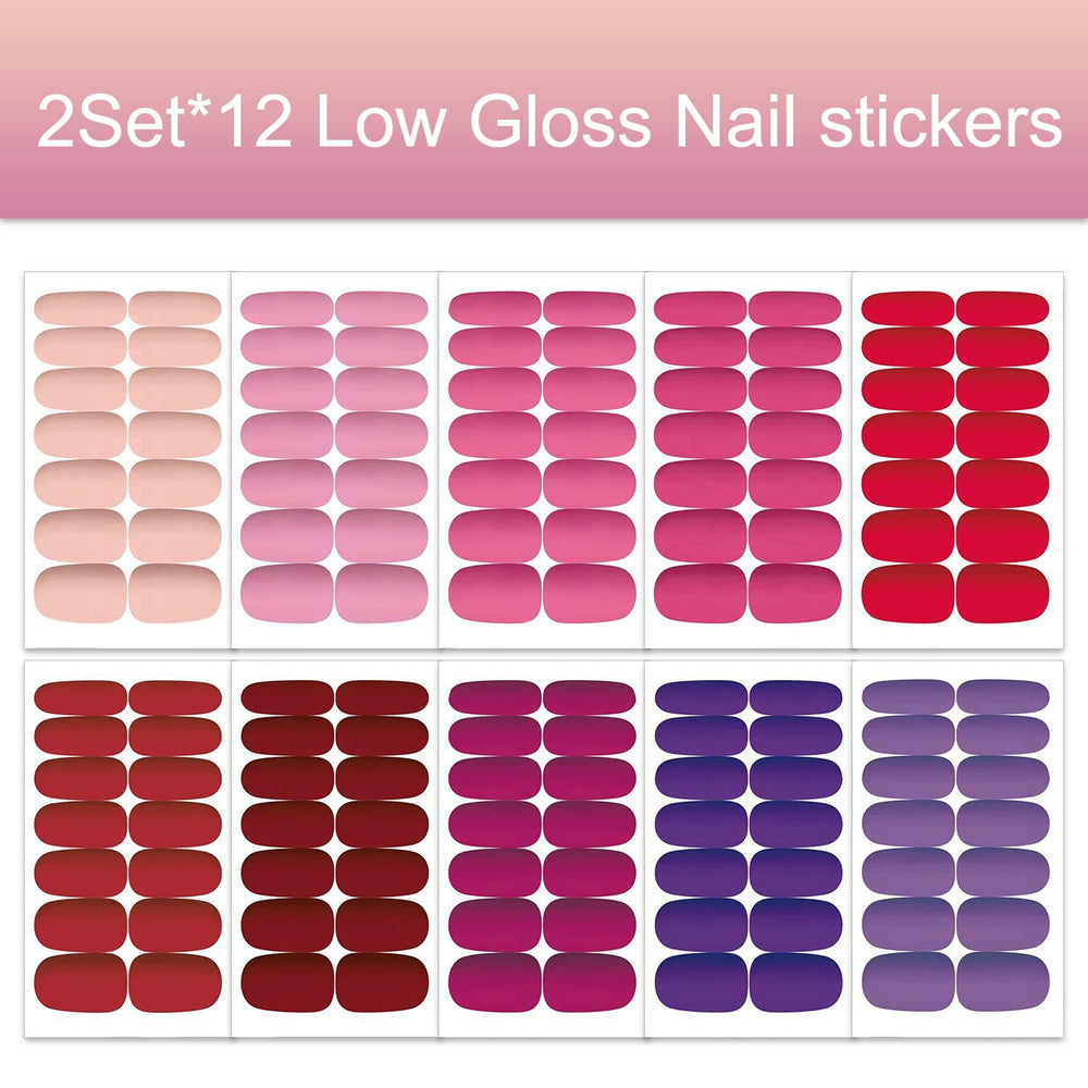 20 Sheets Matte Solid Nail Polish Strips Stickers Warm Tones Low Gloss Nail Stickers Full Nail Wraps Real Nail Polish Stickers for Women Stick On Gel Nails Strips with Nail File