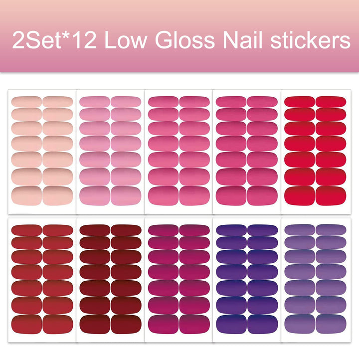 20 Sheets Matte Solid Nail Polish Strips Stickers Warm Tones Low Gloss Nail Stickers Full Nail Wraps Real Nail Polish Stickers for Women Stick On Gel Nails Strips with Nail File
