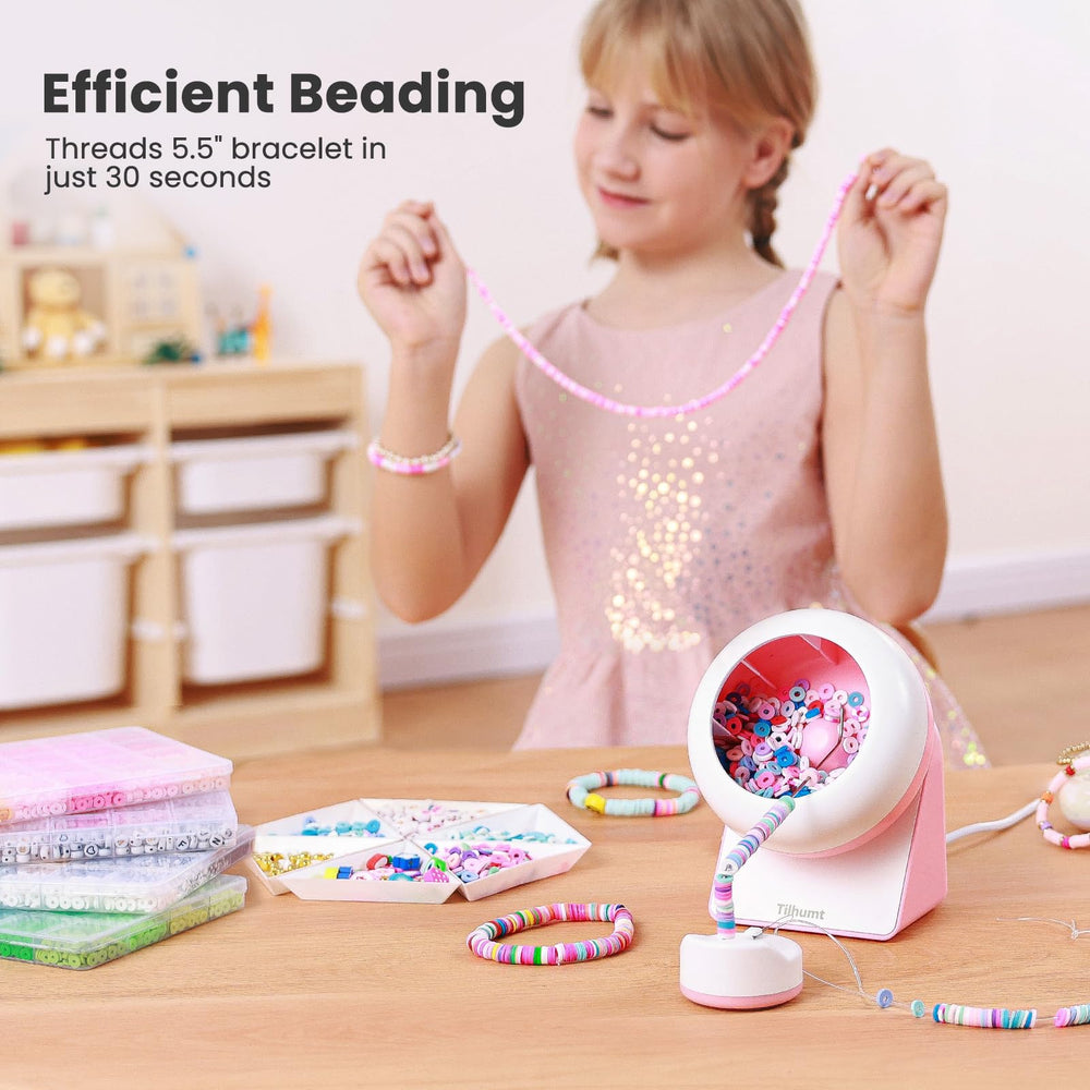 Bead Spinner, 2112Pcs Beading Set for Making 18 Friendship Bracelets, Bracelet Making Kit with 12 Colors Polymer Clay Beads, Crafts for Girls Ages 8-12, Birthday Gift Choice, Patent Design