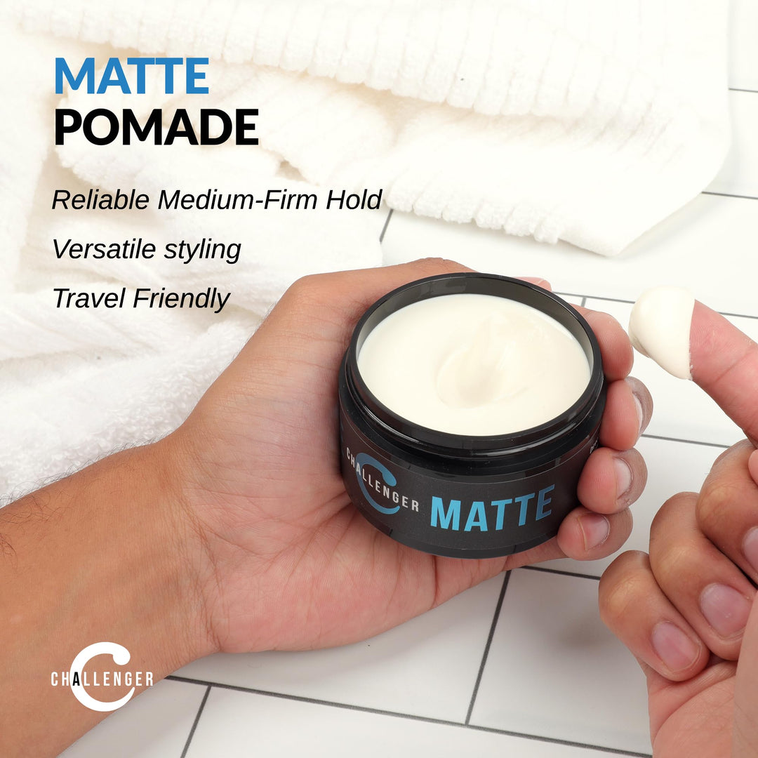Men’s Matte Cream Pomade | Natural Shine Free Finish Product | Clean & Subtle Scent | Medium Firm Hold & Travel Friendly | 3oz