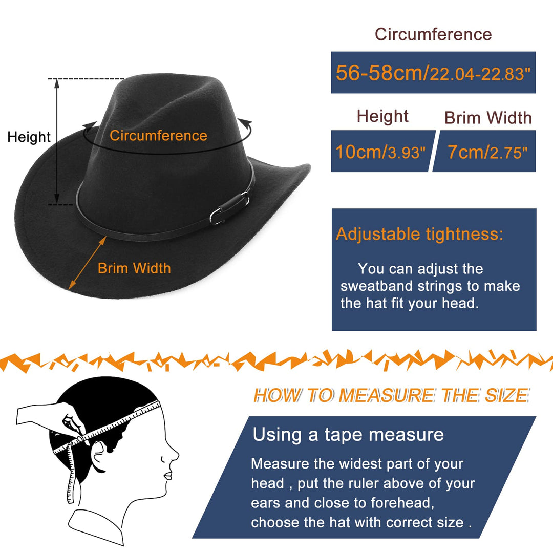 Cowboy Hat for Men Women Classic Roll Up Brim Fedora Cowgirl Hat Western Cowboy Hat with Belt Khaki