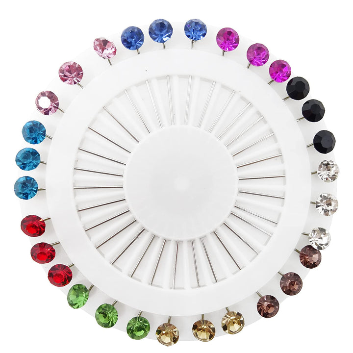 30PCS Hijab Pins with Safety Caps Colorful Crystal Rhinestone Ball Muslim Hijab Scarf Pins Brooch Pins Scarf Shawl Sweater Cardigan Safety Pins Wedding Pins Sewing Snag-Free Pins (A)