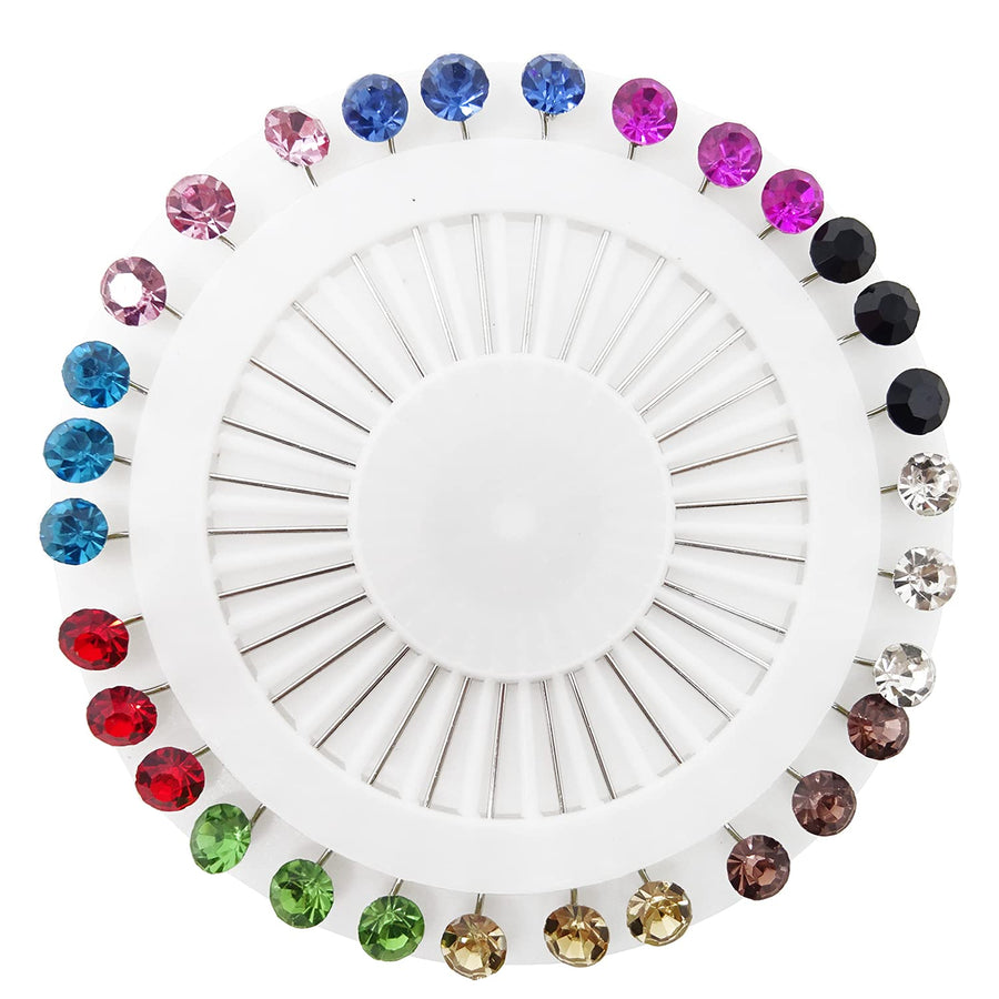30PCS Hijab Pins with Safety Caps Colorful Crystal Rhinestone Ball Muslim Hijab Scarf Pins Brooch Pins Scarf Shawl Sweater Cardigan Safety Pins Wedding Pins Sewing Snag-Free Pins (A)
