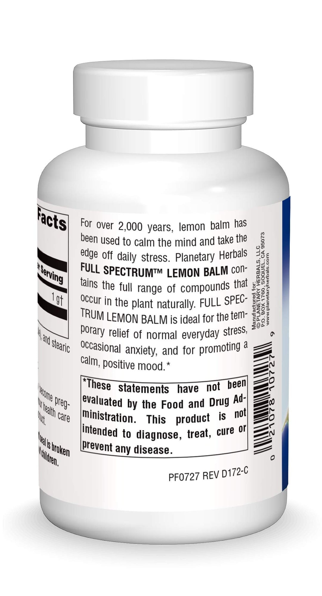 Lemon Balm Full Spectrum 500mg, Natural Calm and Rest, 120 Capsules