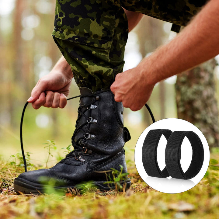 2 Pairs Black Boot Blousers Elastic Military Boot Straps Boot Bands Military Blousing Straps Ankle Hook and Loop for Men Women Hunting Gardening Hiking Cycling Fishing Military Army Uniforms