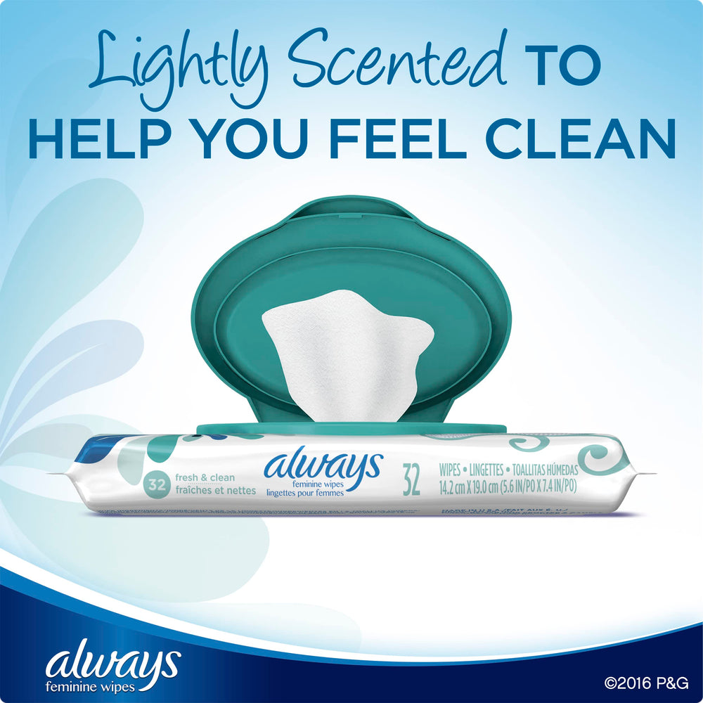 32 Piece Feminine Wipes, Fresh & Clean Scent, 0.498 Pound