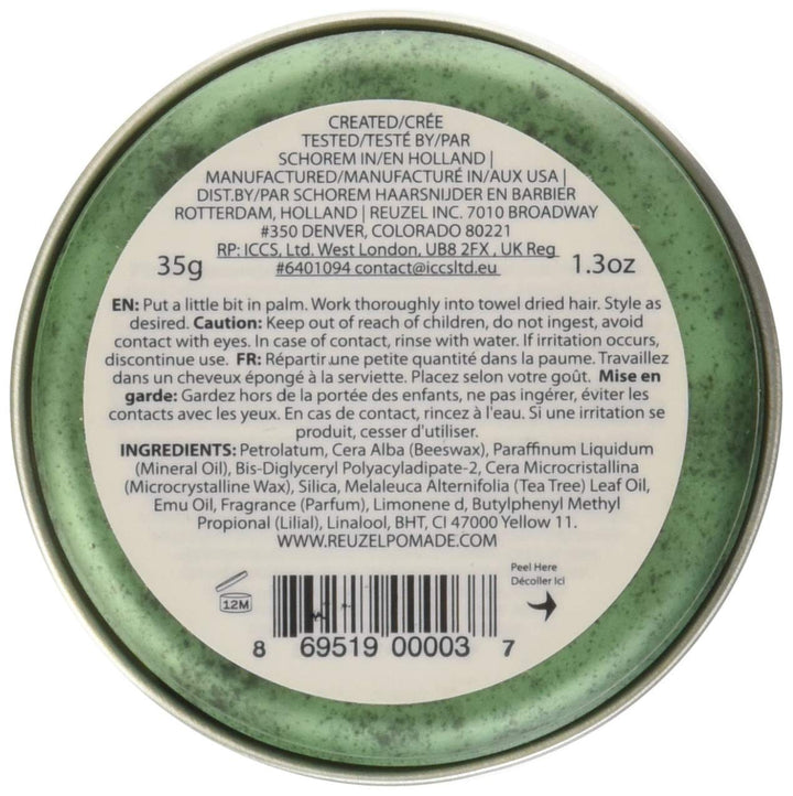 REUZEL Grease Hold Hair Styling Pomade Piglet Wax/Gel, Medium, Green, 1.3 oz, 35g