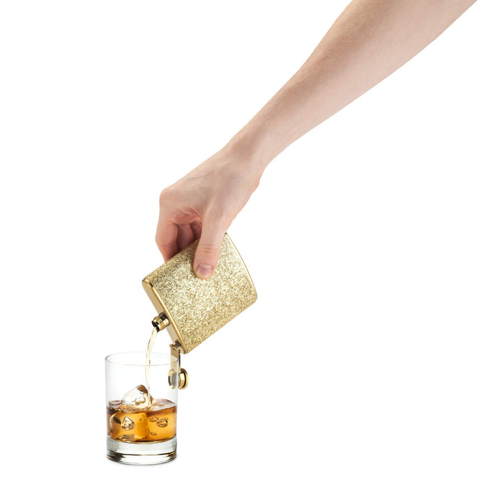 Sparkletini Stainless Steel, Glitter Flask, Gifts for Women, Hidden Alcohol Barware, 6 oz, Gold