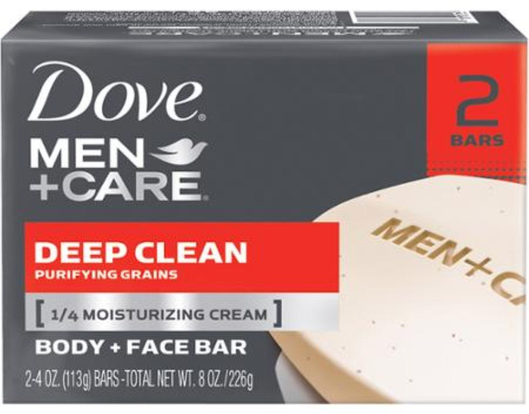 Dove Men PlusCare Body and Face Bath Bar, Deep Clean, Extra Fresh 2 ea