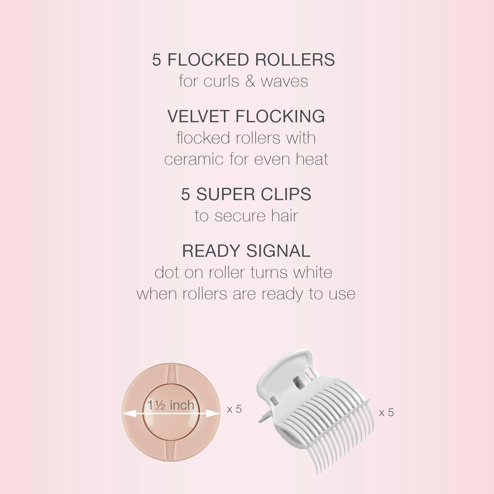 Double Ceramic Hot Rollers for Long, Medium, and All Hair - Hair Curler - Hair Roller Clips Included - 1 1/2-inch Rollers