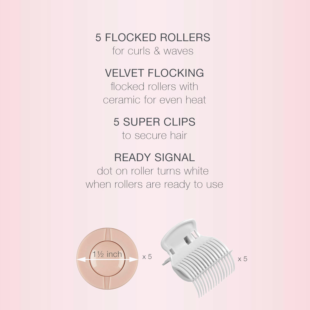 Double Ceramic Hot Rollers for Long, Medium, and All Hair - Hair Curler - Hair Roller Clips Included - 1 1/2-inch Rollers