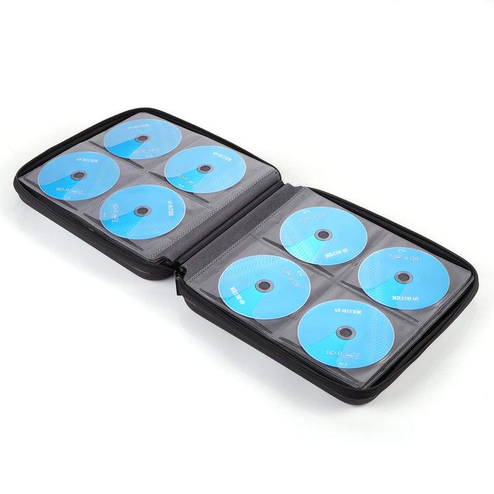 CD Case, 192 Capacity EVA Protective Blu-ray DVD Case Portable Zipper CD Case Holder Disc Storage Organizer Wallet Bag for Car Home Travel (192 Capacity, Black192)