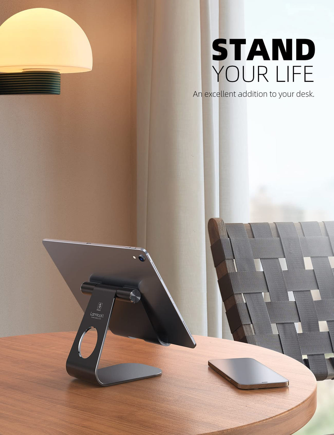 Tablet Stand Adjustable, Tablet Holder : Desktop Tablet Accessories Holder Dock Compatible with 4-13 Tablet Such as iPad Pro 11, 9.7, 10.5, Air Mini 2 3 4, Kindle, Nexus, E-Reader, Black
