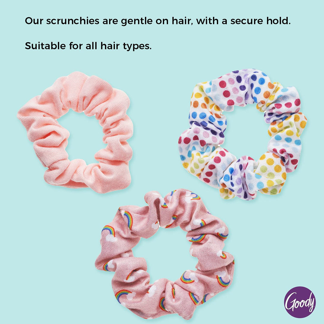Goody Ouchless Hair Scrunchie - 3 Count, Rainbow & Peach- Help Keep Hairs In Place - Hair Accessories to Style With Ease and Keep Your Hair Secured - For All Hair Types - Pain Free
