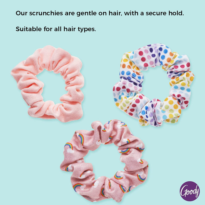 Goody Ouchless Hair Scrunchie - 3 Count, Rainbow & Peach- Help Keep Hairs In Place - Hair Accessories to Style With Ease and Keep Your Hair Secured - For All Hair Types - Pain Free